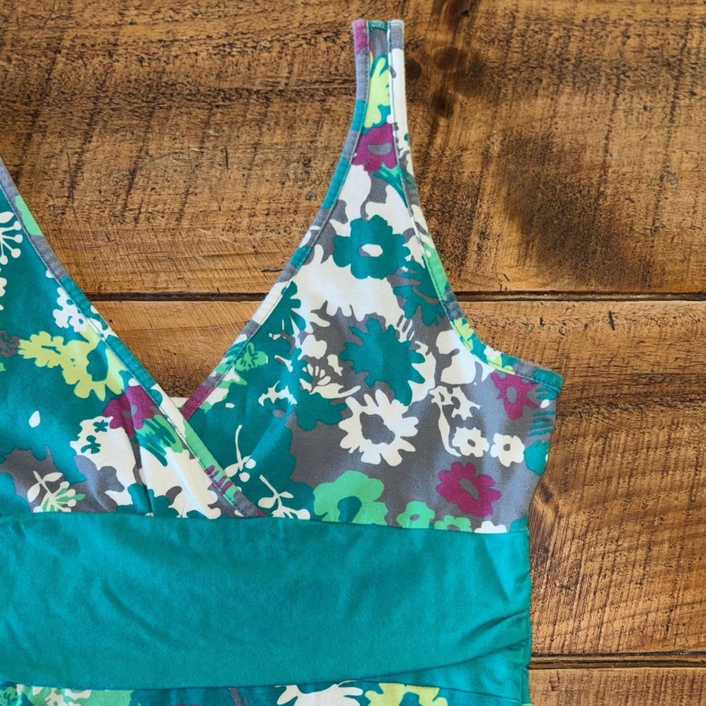 Patagonia Womens Worn Wear Margot Green Floral Tank Organic Cotton Dress Medium - Picture 4 of 9
